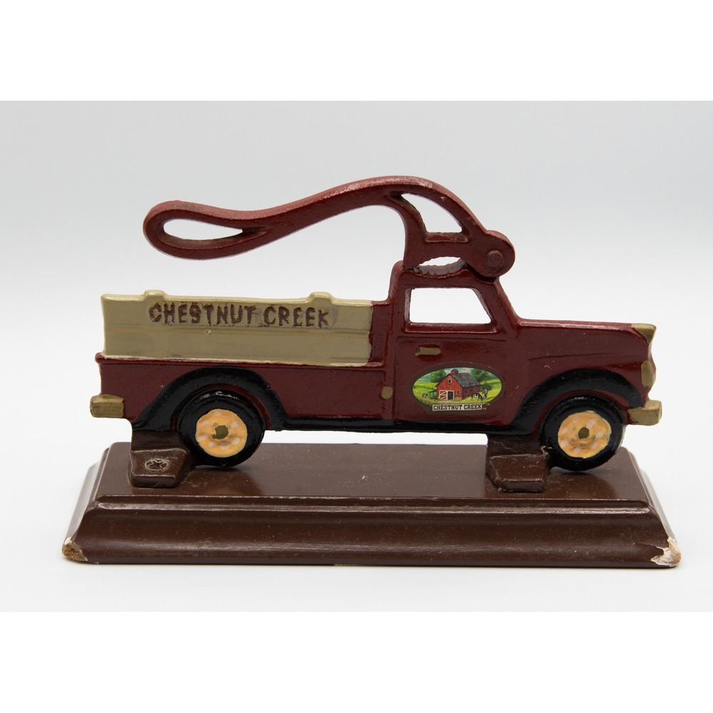 Chestnut Creek Cast Iron Nutcracker Vintage Red Pickup Truck Houston Harvest - Picture 5 of 8